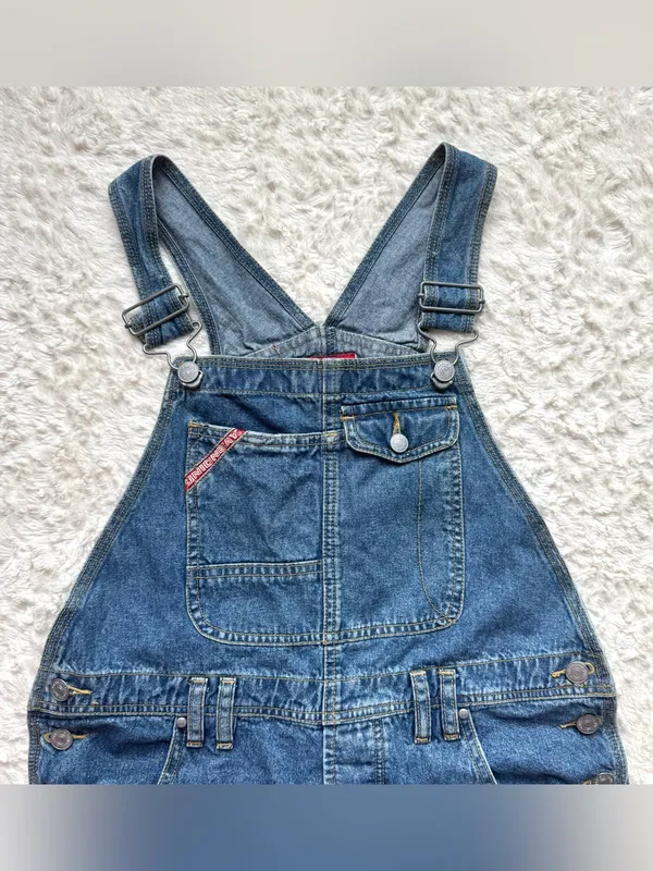 VTG 90s Y2K Union Bay Denim Overall Shorts Shortalls S Blue Jean Americana USA - Image 3