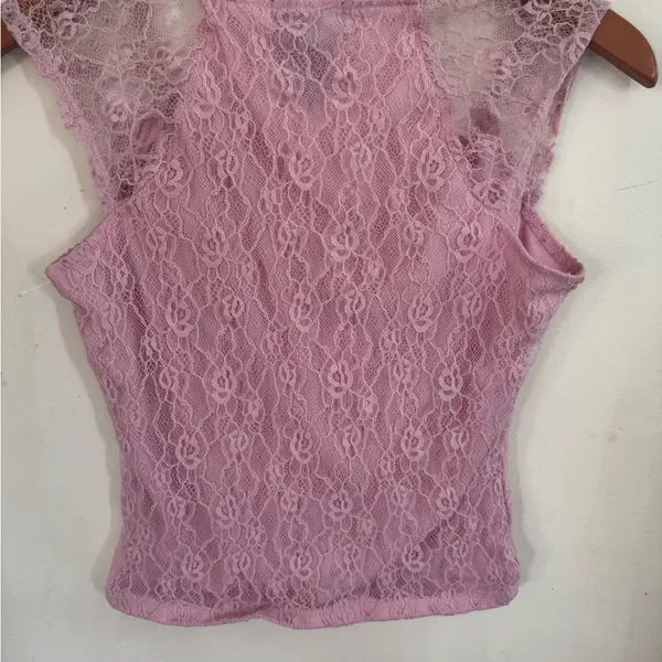 Y2K Women's Lace V-Neck Camisole Tank Top - Light Pink - Image 4