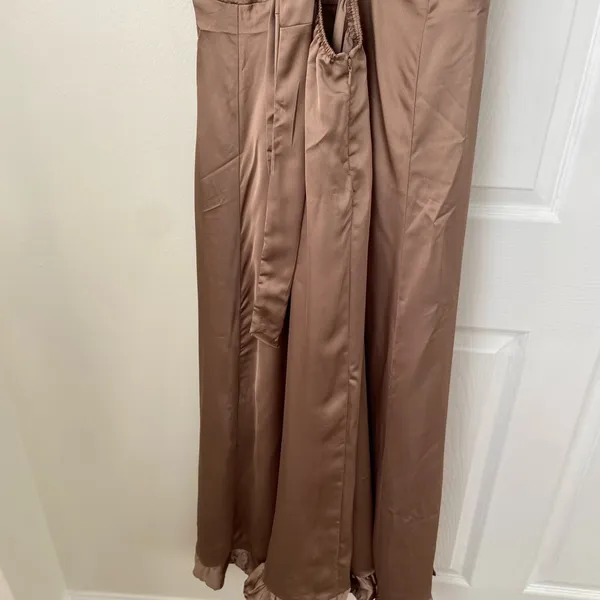 Show Me Your MuMu Taupe Satin Maxi Dress with Ruffle Hem - Image 8