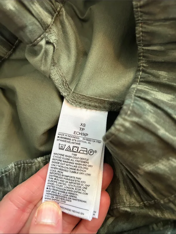 Gap green leopard print khaki cotton, easy wide leg pants XS - Image 6