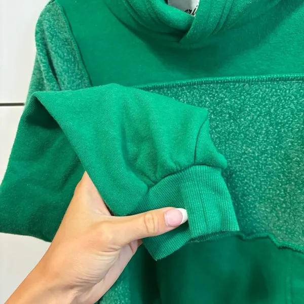 Aerie Green Sherpa Patchwork Hoodie - Image 4