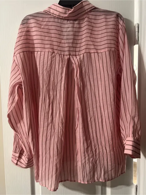 Sans Souci Pink and Black Striped Button-Down Shirt - Image 3