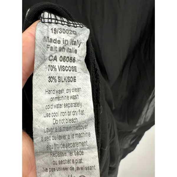 Silk‎ Blend Black Midi Dress Sz M Flowy Minimalist Neutral Made in Italy - Image 8
