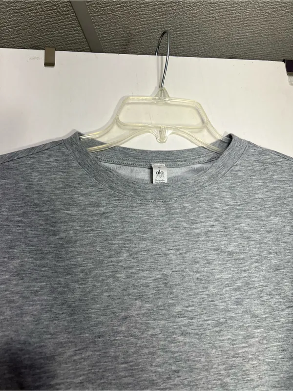 Alo Yoga Womens Short Sleeve Dreamy Crop Top - Dove Heather Grey size S - Image 6