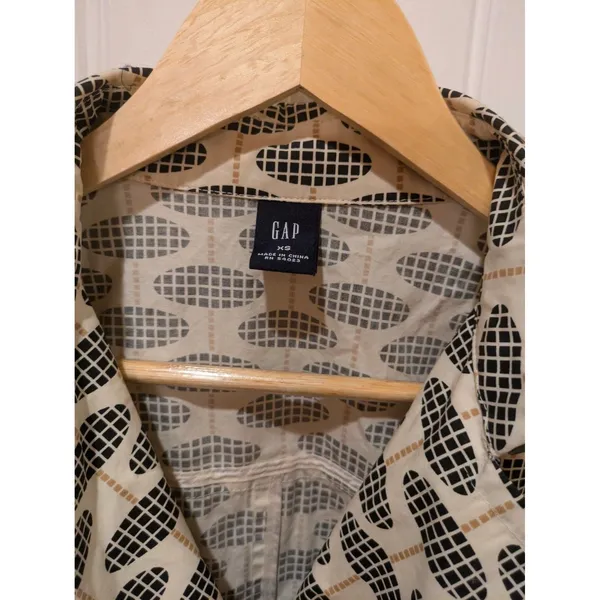 GAP Trench Coat, Geo Print, Ivory, Black & Tan, Sz: XS No Belt - Image 7