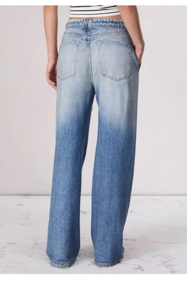 Mila Rosabella Trompe L'oeil Denim Print Sweatpants Wide Leg Pants Size Small - Image 2