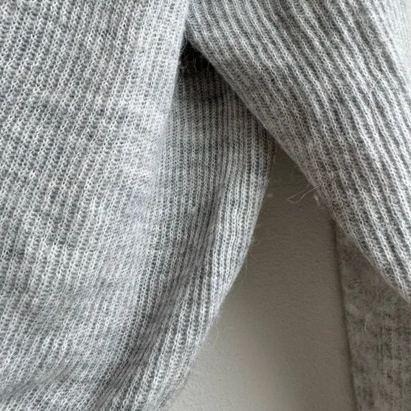 Quince Baby Alpaca Wool Quarter Zip Sweater Light Gray Quiet Luxury Preppy Large - Image 4