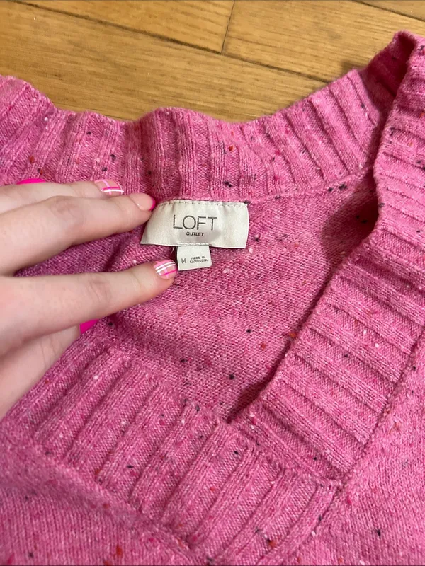 LOFT Pink V-Neck Sweater - Image 2
