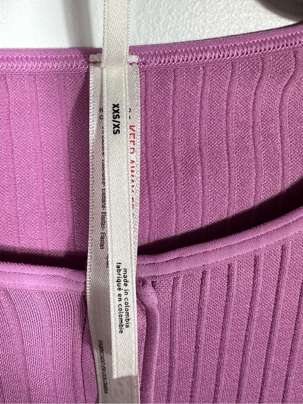 Anthropologie‎ Velvet Ribbed Cropped Cardigan Top Pink Snap Front XXS XS - Image 8