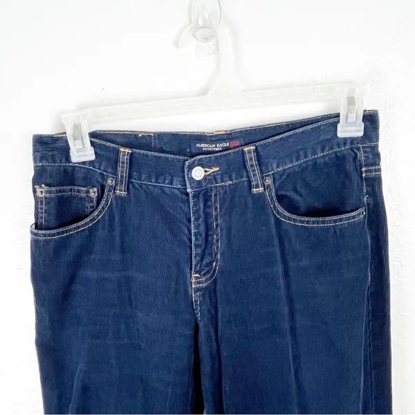 AMERICAN EAGLE Navy Blue 100% Cotton Dive Pockets Corduroy Jeans 8 Boho Western - Image 8