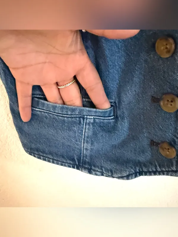 J.Crew Womens Vest Denim Jean Button Front Cotton Blend Size 6 - Image 7