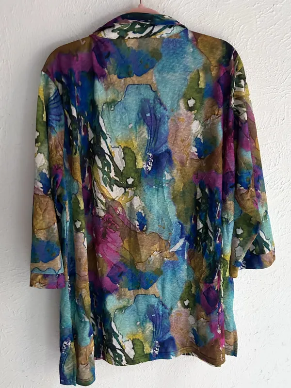 Parsley & Sage Abstract Watercolor Tunic Blouse Art to Wear Size 1X - Image 3