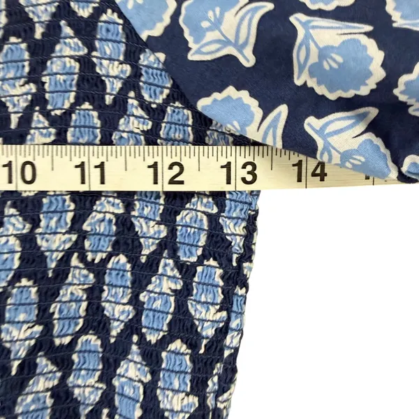 J Crew Smocked Midi Dress Women S Blue White Floral Puff Sleeves Cottage Boho - Image 8