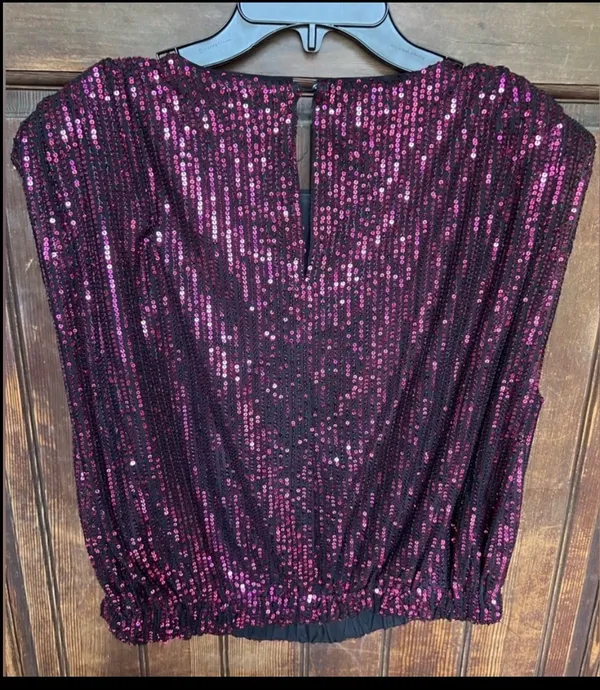 South Boutique Pink Sequin Top, size L, NWT - Image 2