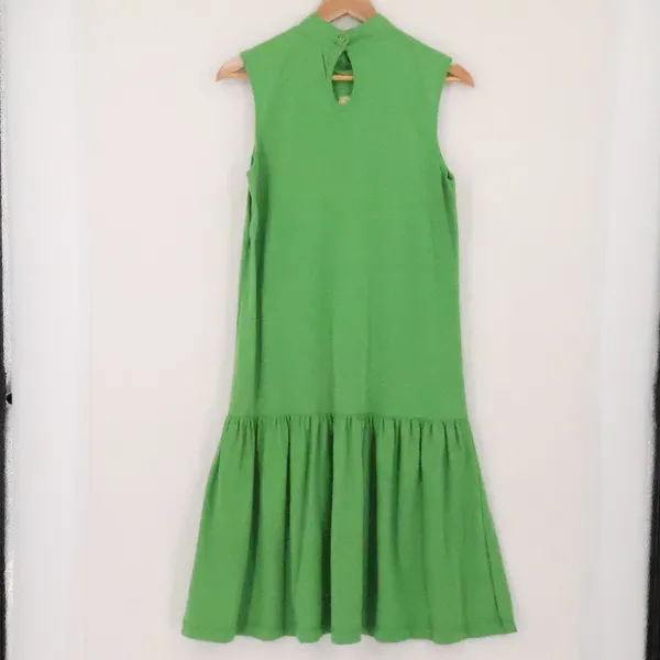 Vintage 80s 90s Stefano Drop Waist Dress Womens Size M Green Tennis Preppy - Image 3
