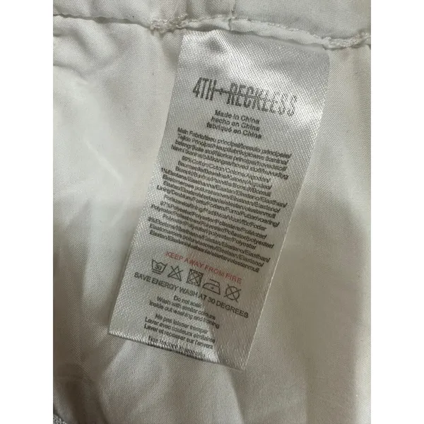4th Reckless Cream Square Neck Tie Back Crop Top Linen‎ Blend Women's S - Image 4