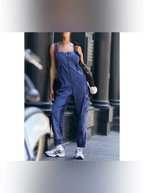 NWT Free People FP Movement Fast Track Onesie - black grape blue - size Large - Image 3