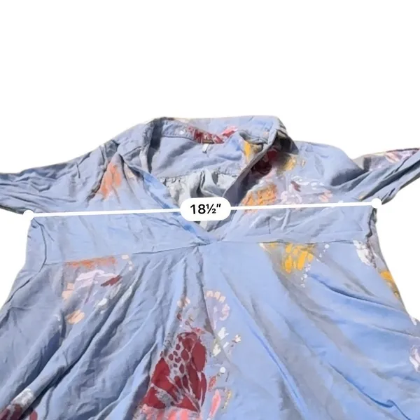 Free People Field of Butterflies‎ Tunic Top Women's Small Blue Floral Boho - Image 7
