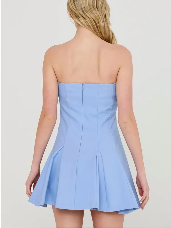 HYFVE Baby Blue Strapless Skort Dress with Built-In Shorts – Small - Image 3