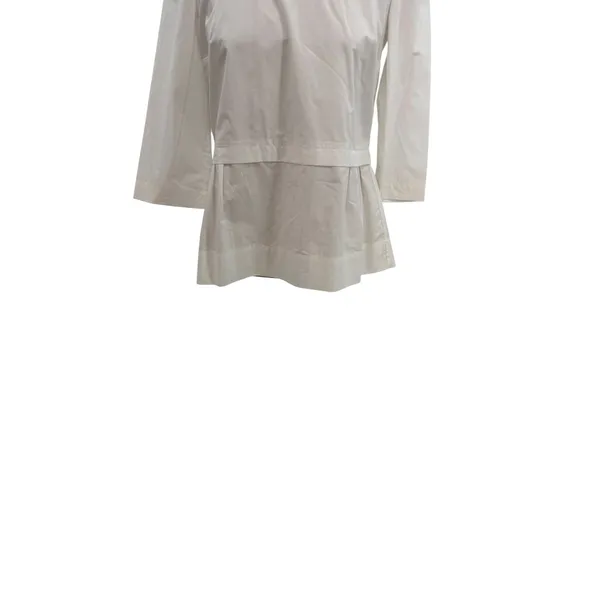 Marni White Cotton Mock Neck Peplum Blouse Top White Italy‎ 38 US 2 - Image 4