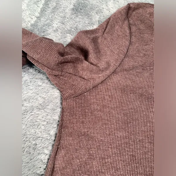 Aerie Brown Long Sleeve ribbed Henley Top medium - Image 9