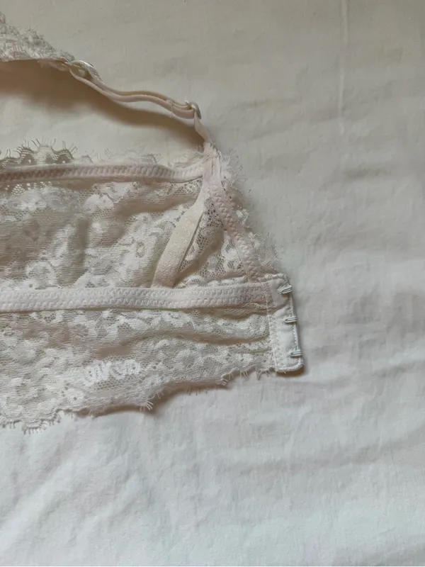 Aerie White Floral Lace Longline Bralette Lightly Lined Size L - Image 6