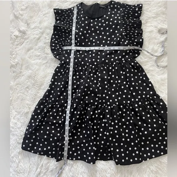 ENGLISH FACTORY Black Polka Dot Ruffle Mini Dress XS Babydoll Pockets NWT - Image 9