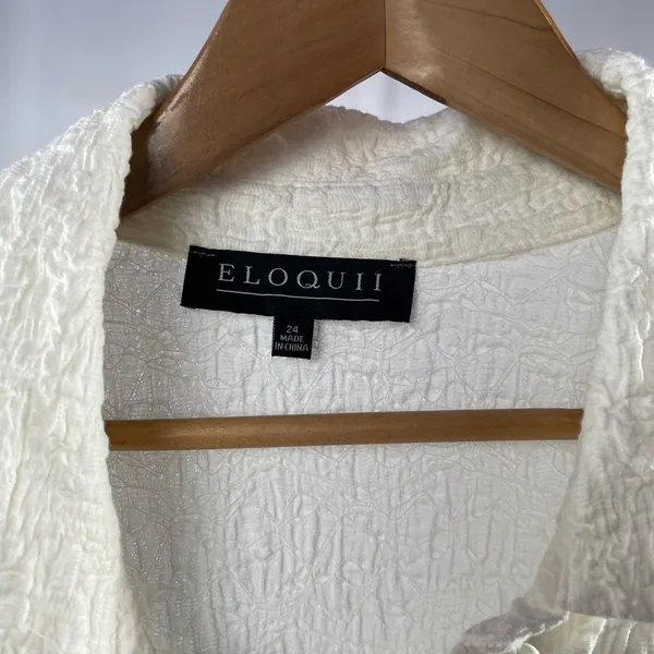 Eloquii Short‎ Sleeve Button Front Dress in White Size 24 - Image 3