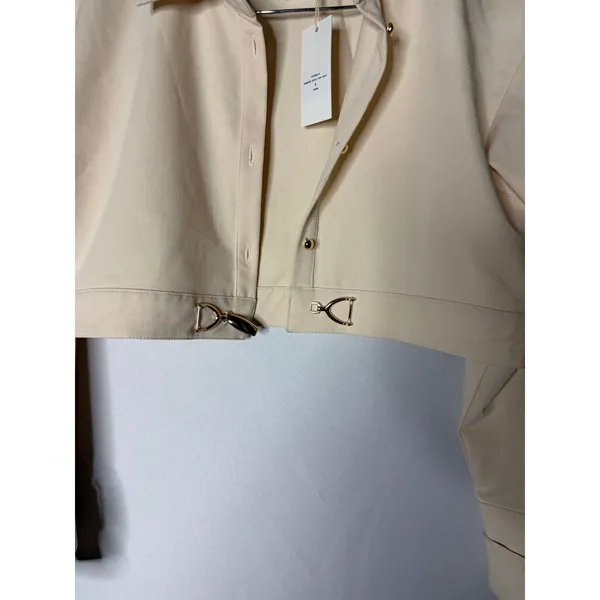 New Sasha Therese Florence crop shirt in cream sz S - Image 5