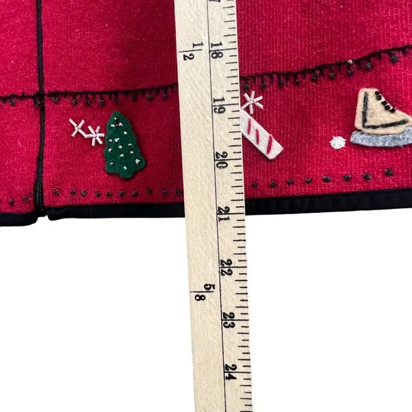 Woolrich Sweater Vest Womens Medium Red 100% Lambswool‎ Holiday Christmas Zip Up - Image 9