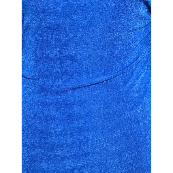 Lucy in the Sky Royal Blue Shimmer Ruched Open Back Mini Dress XS Long‎ Sleeve - Image 2