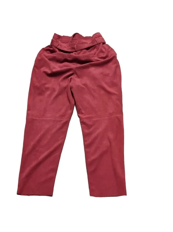 Free People Red Nightfall Vegan Suede High Rise Belted Pants Size 4 - Image 10