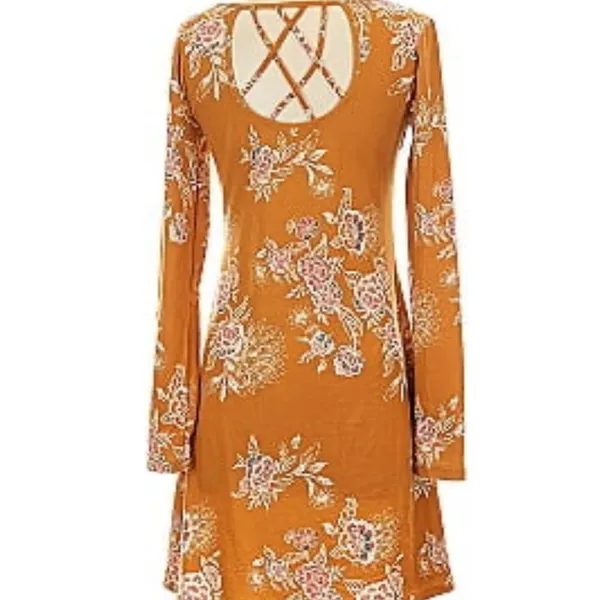Mudd  fall Orange Floral Long Sleeve Dress - Image 9