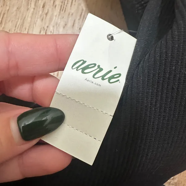 Aerie | NWT Woman's Black Real Good‎ Ribbed Cutout One Piece Swimsuit, Size L - Image 7