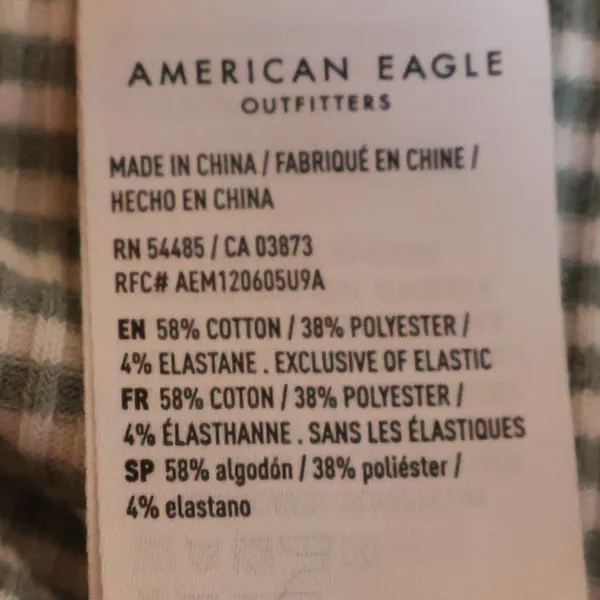 American‎ Eagle Green Gingham Dress Womens Size M Ruffle Smocked Waist Tiered - Image 7