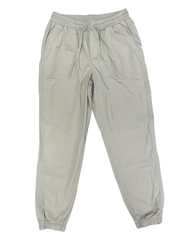 Pact Womens Stretch Poplin Joggers Cotton Blend Pants Shadow Light Green Small - Image 4