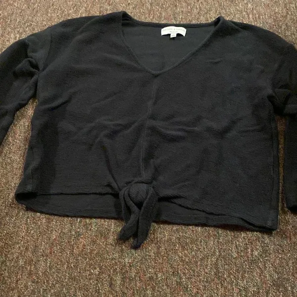 Madewell texture‎ & thread v neck tie front top L - Image 2