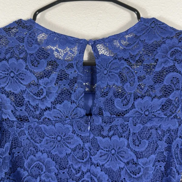Social‎ Stories Women's Royal Blue Long Sleeve Lace Mini Dress Formal Size Small - Image 11