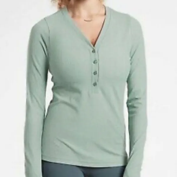 Athleta Uptempo‎ Ribbed Henley V Neck Top Sz S - Image 6