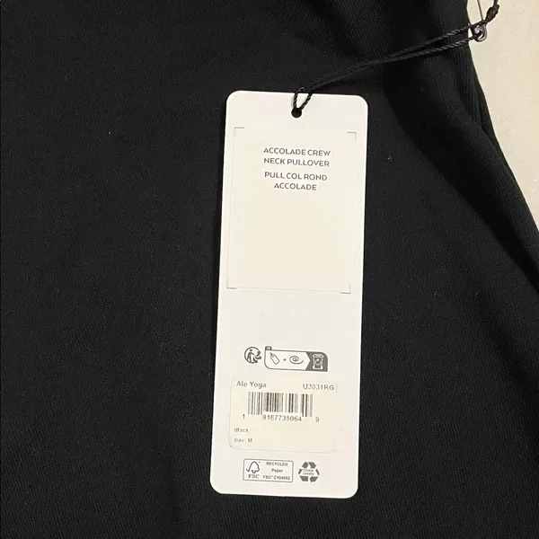 NWT Alo Yoga Accolade Crew Neck Pullover Black Size M Oversized - Image 9