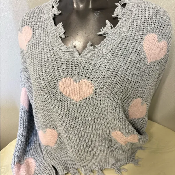 No Boundaries Juniors' Chewed Conversational Sweater - Image 11