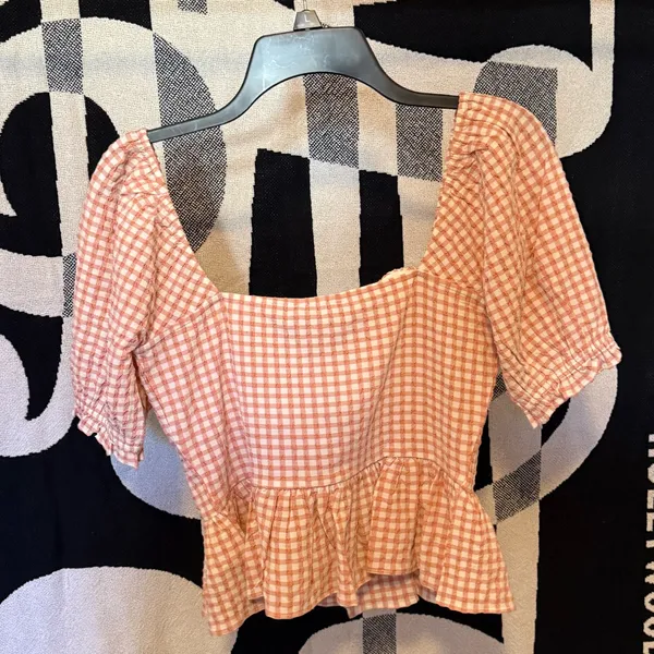 Guess orange Checkered Blouse - Image 5