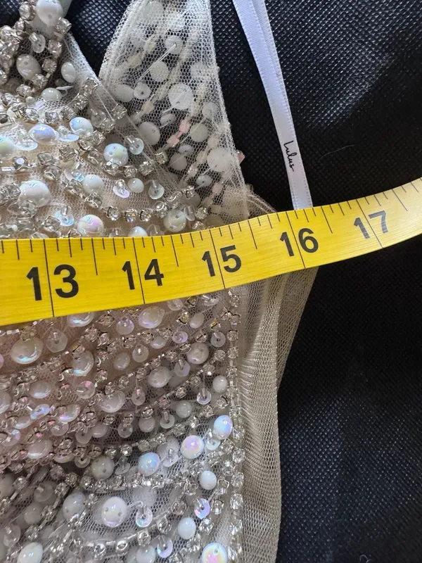 NWT Lulus Size 6 True Love White Beaded Rhinestone Maxi Dress Wedding Gown - Image 12