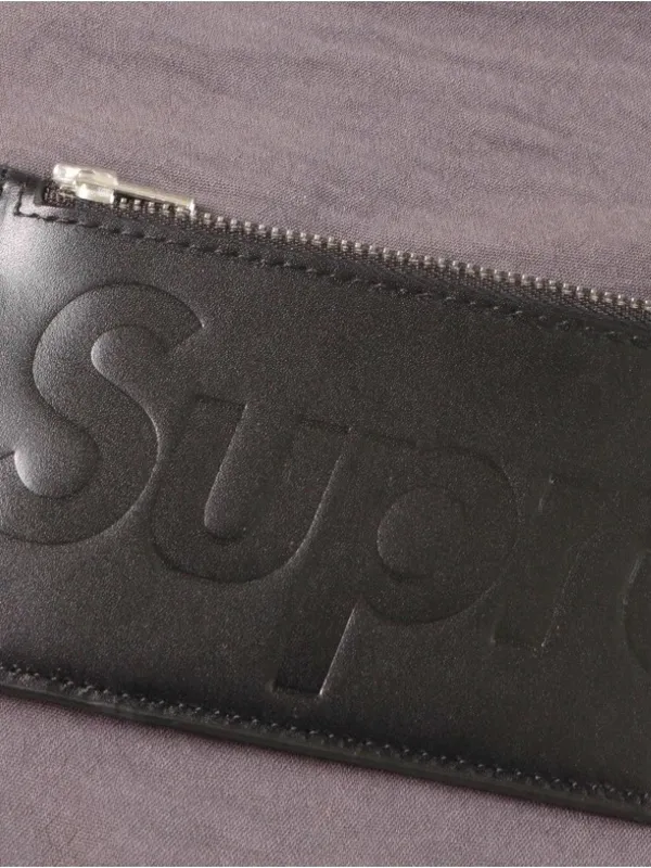 Supreme Black Embossed Leather Zip Wallet - Image 2