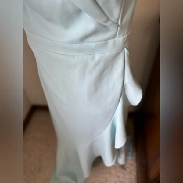 Xscape Light Blue Off Shoulder Ruffle Formal Gown Plus Size 16 Evening - Image 6