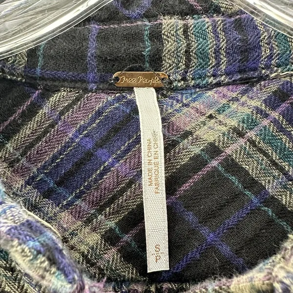 Free People Juniper‎ Ridge Snap Side Plaid Button Up Shirt Boho Grunge Women's S - Image 3