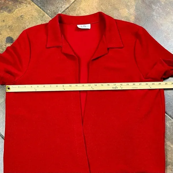 Los Angeles Women Red Short Sleeve Open Front Cardigan - Image 8