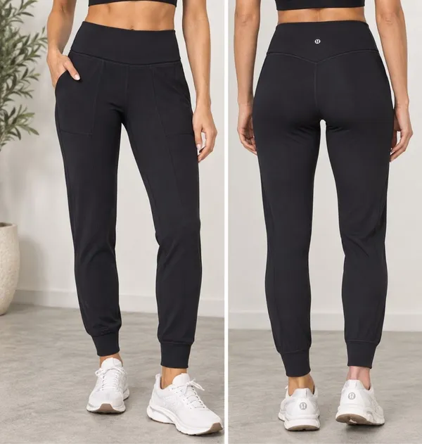 Lululemon Align Size 2 Black High Rise Pocket Jogger Cuffed Athletic Pants - Image 2