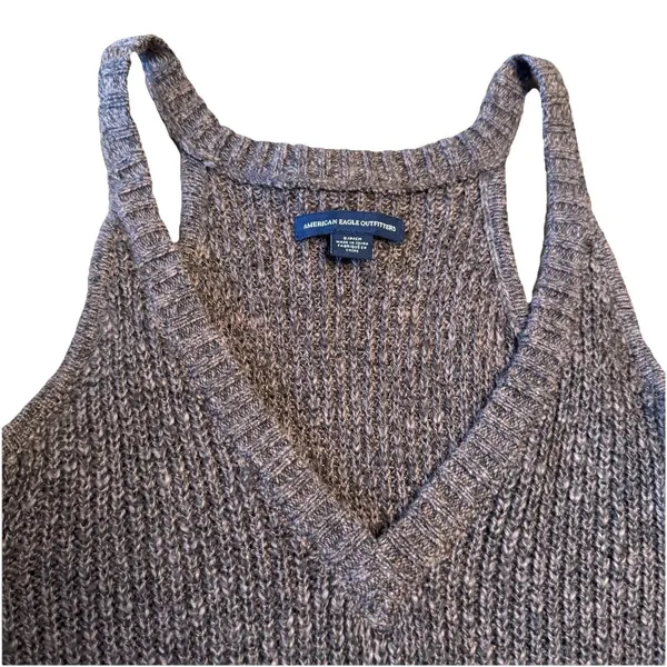 American Eagle Women's Cold Shoulder Brown Knit Sweater Zipper‎ Detailing Sz SM - Image 5