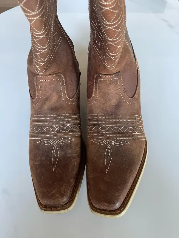 Durango Crush Women's Vintage Brown Belted Collar Western Boot US6.5 Very New Cowbay - Image 12